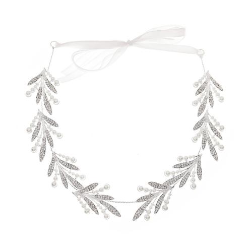 fascia, lega in zinco, with filo di ottone & perla in plastica, per la sposa & con strass, argento, Venduto da PC