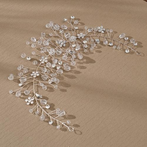 Headband Plastic Pearl with brass wire for bridal & with rhinestone silver color Length Approx 30 cm Sold By PC