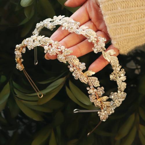 Hair Bands Zinc Alloy with Plastic Pearl for bridal & with rhinestone Sold By PC