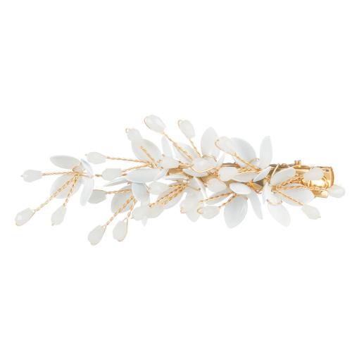 Alligator Hair Clip Iron with brass wire & Porcelain for bridal & for woman golden Sold By PC