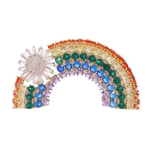 Zinc Alloy Brooches & for woman & with rhinestone multi-colored Sold By PC