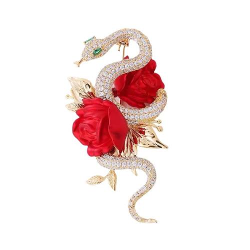 Zinc Alloy Brooches Snake for woman & with rhinestone Sold By PC