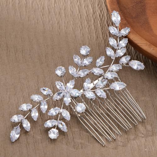 Decorative Hair Combs Brass for bridal & micro pave cubic zirconia Sold By PC