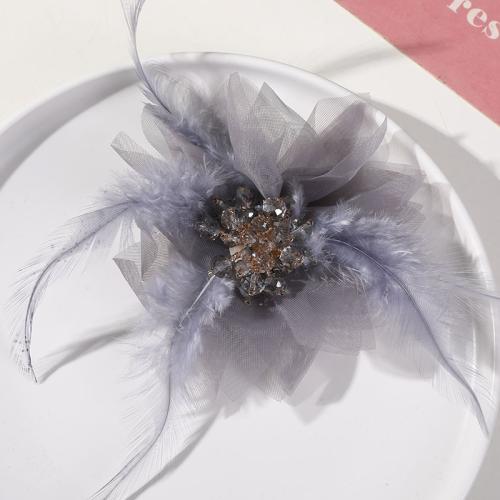 Hair Accessories DIY Findings Crystal with Gauze & Feather 115mm Sold By PC