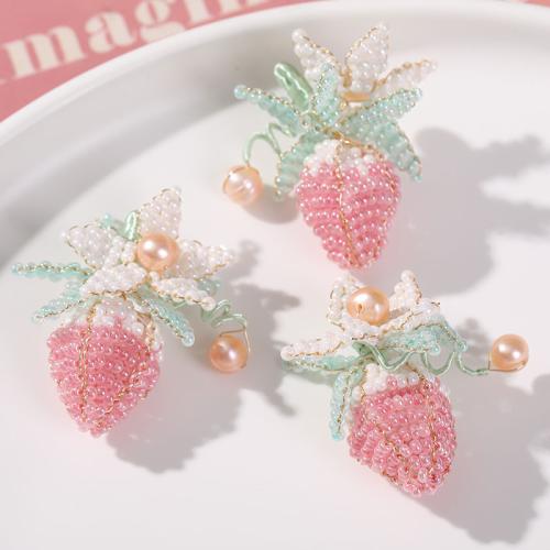 DIY Jewelry Supplies Glass Beads with Plastic Pearl Strawberry handmade Sold By PC