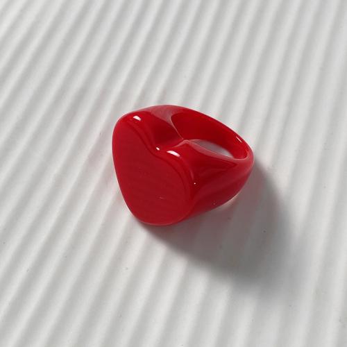 Resin fingerring, Heart, du kan DIY & Unisex, flere farver til valg, 27x28mm, Solgt af PC