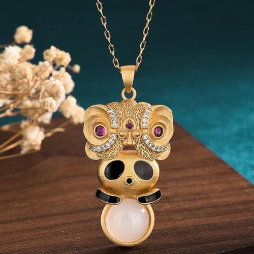 Kubieke Zirkoon Micro Pave Brass Ketting, Messing, Panda, mode sieraden & micro pave zirconia & voor vrouw, Lengte Ca 45 cm, Verkocht door PC