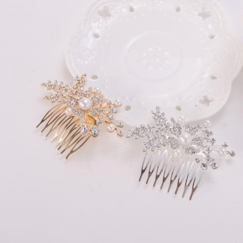 Dekorativní Hair Combs, Železo, s Plastové Pearl, módní šperky & pro ženy & s drahokamu, více barev na výběr, 100x70mm, Prodáno By PC