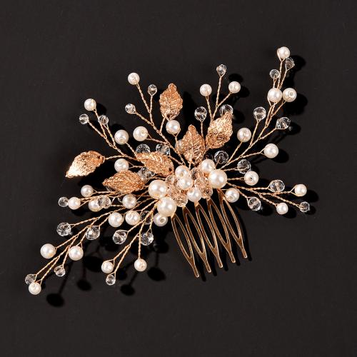 Decorative Hair Combs Iron with Crystal & Plastic Pearl fashion jewelry & for woman Sold By PC