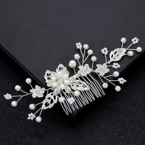 Decorative Hair Combs Zinc Alloy with Plastic Pearl fashion jewelry & for woman & with rhinestone Sold By PC