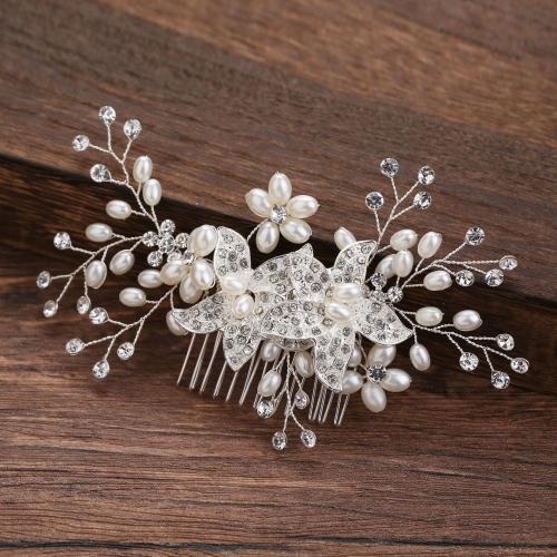 Decoratieve Kammen, Zinc Alloy, met Plastic Pearl, mode sieraden & voor vrouw & met strass, 150x90mm, Verkocht door PC