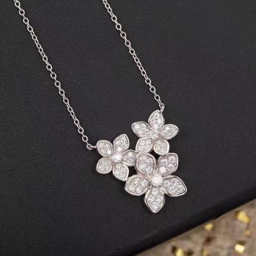 Cubic Zircon Micro Pave Brass Necklace fashion jewelry & micro pave cubic zirconia & for woman Sold Per Approx 45 cm Strand