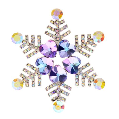 Zinc Alloy Brocher, Snowflake, mode smykker & for kvinde & med rhinestone, 59x52mm, Solgt af PC