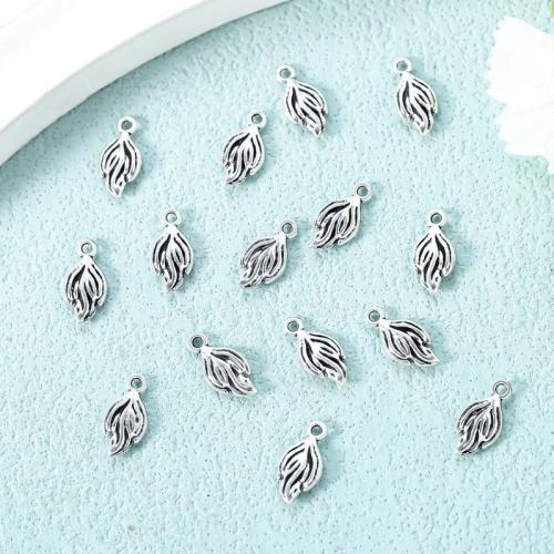 Cink Alloy Leaf Privjesci, List, starinski srebrne boje pozlaćen, možete DIY, nikal, olovo i kadmij besplatno, 13x6mm, Približno 100računala/Torba, Prodano By Torba