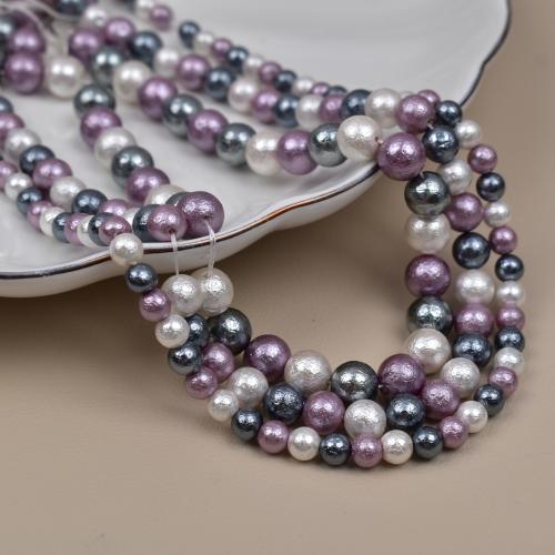 Natural Freshwater Shell Beads Shell Pearl Round DIY mixed colors Sold Per Approx 40 cm Strand