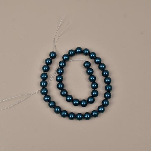 Glass Pearl Beads Round DIY Peacock Blue Sold Per Approx 38 cm Strand