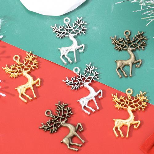 Zinc Alloy Jul Vedhæng, Julen Reindeer, forgyldt, Juledesign & du kan DIY, flere farver til valg, nikkel, bly & cadmium fri, 42x30mm, Ca. 100pc'er/Bag, Solgt af Bag