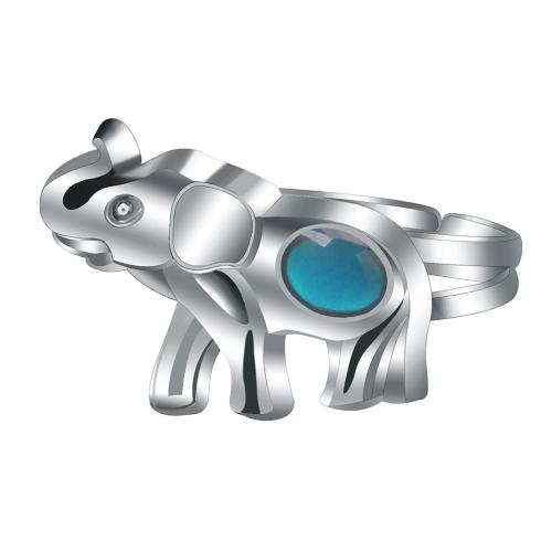 Mood Finger Ring Zinc Alloy Elephant silver color plated Adjustable & for woman & change their color according to the temperature nickel lead & cadmium free inner ~20mm Sold By PC