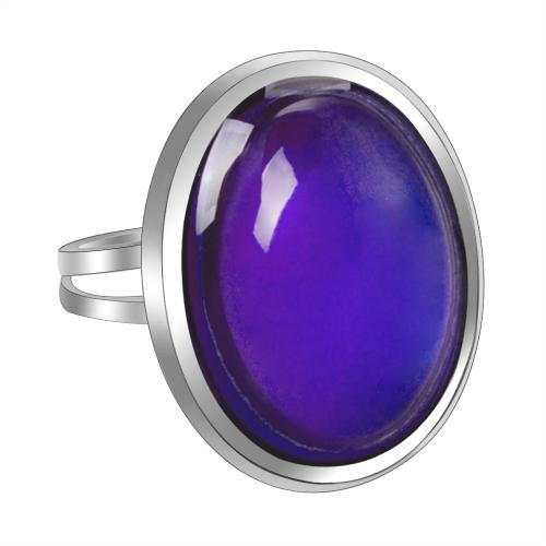 Enamel Mood Finger Ring, liga de zinco, with acrilico, cromado de cor prateada, Ajustável & para mulher & esmalte sensor, níquel, chumbo e cádmio livre, inner diameter:17~20mm, vendido por PC