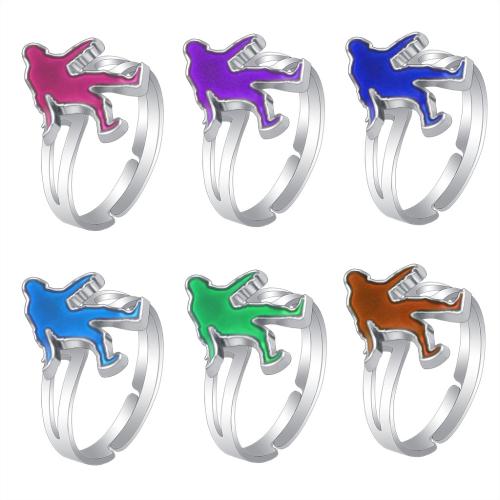 Mood Finger Ring Zinc Alloy silver color plated Adjustable & for woman & change their color according to the temperature & enamel nickel lead & cadmium free inner ~20mm Sold By PC