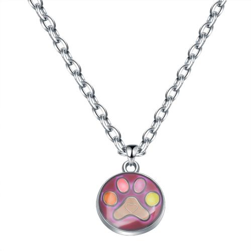 Zinc Alloy Jewelry Necklace Round silver color plated for woman & change their color according to the temperature & enamel nickel lead & cadmium free Sold By PC