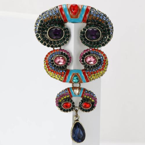 Zinc Alloy Brooches plated for woman & enamel & with rhinestone mixed colors nickel lead & cadmium free Sold By PC