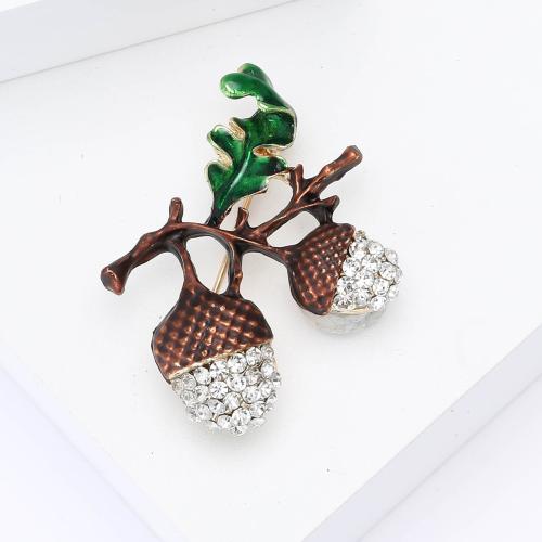 Zinc Alloy Brocher, Pinecone, forgyldt, for kvinde & med rhinestone, nikkel, bly & cadmium fri, Solgt af PC