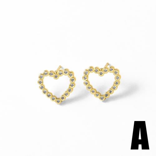 Cubic Zirconia Micro Pave Latão Brinco, cobre, cromado de cor dourada, joias de moda & Varios pares a sua escolha & micro pavimento em zircônia cúbica, dourado, níquel, chumbo e cádmio livre, vendido por par