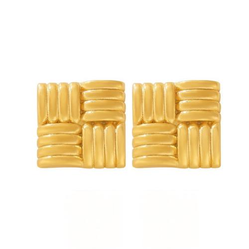 Stainless Steel Stud Earrings 304 Stainless Steel Square plated fashion jewelry & for woman Sold By Pair