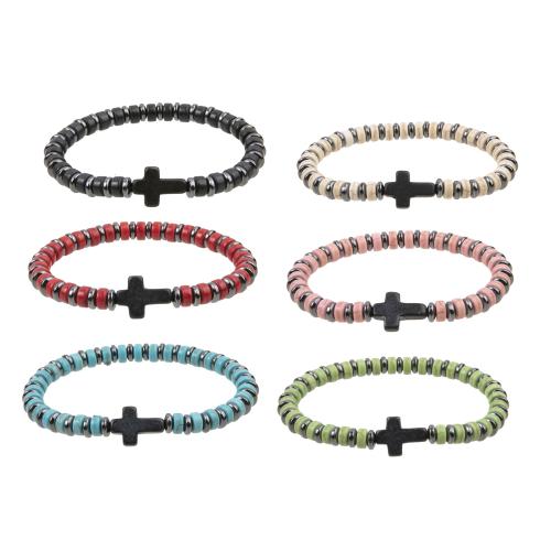 Pulseiras de pedras preciosas, Pedra natural, with fio elástico & Hematita, feito à mão, 6 peças & joias de moda & para mulher, cores misturadas, vendido por Defina