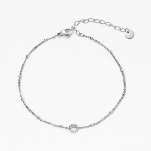 Roestvrijstalen Anklet, 304 roestvrij staal, met 5cm extender keten, plated, mode sieraden & micro pave zirconia & voor vrouw, meer kleuren voor de keuze, Lengte 21 cm, Verkocht door PC