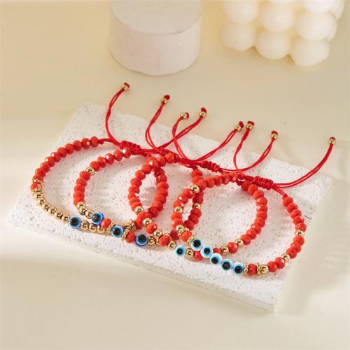 Evil Eye Jewelry Bracelet Resin with Knot Cord & Glass handmade fashion jewelry & Unisex red Sold By PC