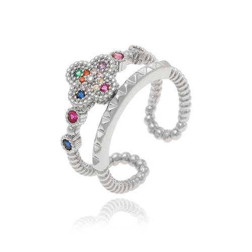 Cúbicos Circonia Micro Pave anillo de latón, metal, chapado, micro arcilla de zirconia cúbica & para mujer, más colores para la opción, Vendido por UD