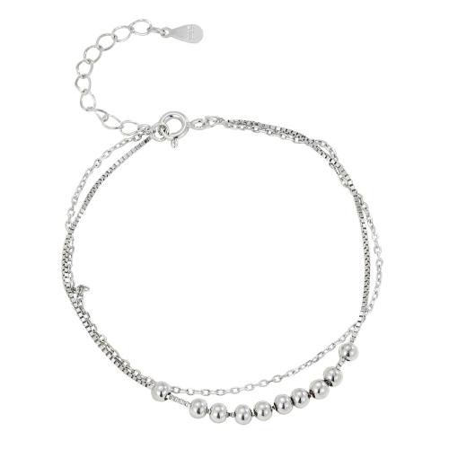 Sterling Silver Βραχιόλια, 925 Sterling Silver, με 3CM επεκτατικού αλυσίδας, για τη γυναίκα, ασήμι, Μήκος Περίπου 15.5 cm, Sold Με PC