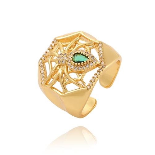 Cubic Zirconia Micro Pave Brass Ring Spider plated micro pave cubic zirconia & for woman Sold By PC