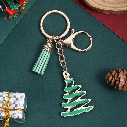 Zinc Alloy Key Clasp with Wood portable & Christmas Design & multifunctional Sold By PC