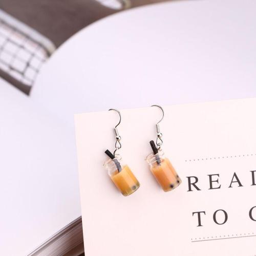 Zinc Alloy Drop Earrings with Resin plated fashion jewelry & for woman Sold By Pair