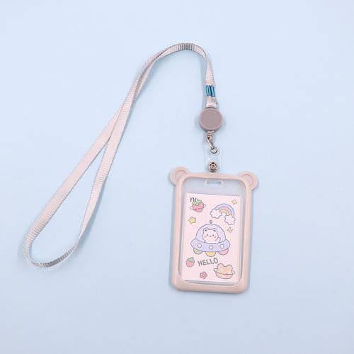 Silicone Lanyard Card Holder with Polyester Cord portable & multifunctional & retractable Sold By PC