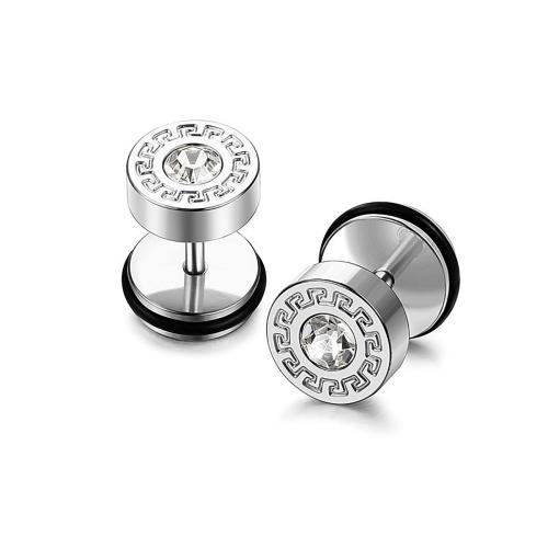 Stainless Steel Stud Earrings 304 Stainless Steel Unisex & micro pave cubic zirconia black Sold By PC