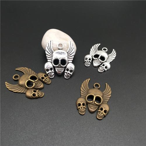 Zinc Alloy Skull Pendler, forgyldt, du kan DIY, flere farver til valg, 33x26mm, 100pc'er/Bag, Solgt af Bag