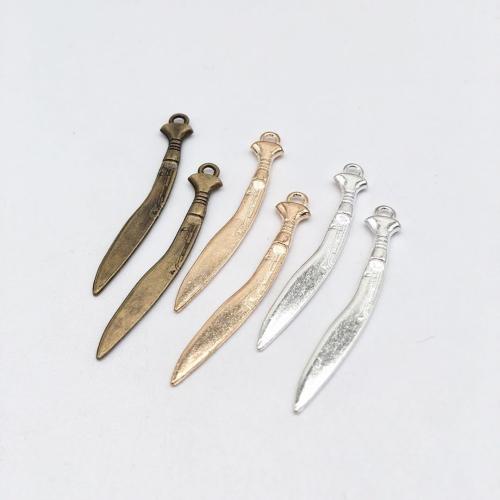 Sinc Alloy Pendants, Sword, plátáilte, DIY, dathanna níos mó le haghaidh rogha, 52x8mm, 100ríomhairí pearsanta/Mála, Díolta De réir Mála