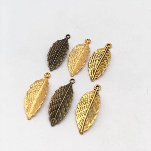 Cink Alloy Leaf Privjesci, List, pozlaćen, možete DIY, više boja za izbor, 31x12x1mm, 100računala/Torba, Prodano By Torba