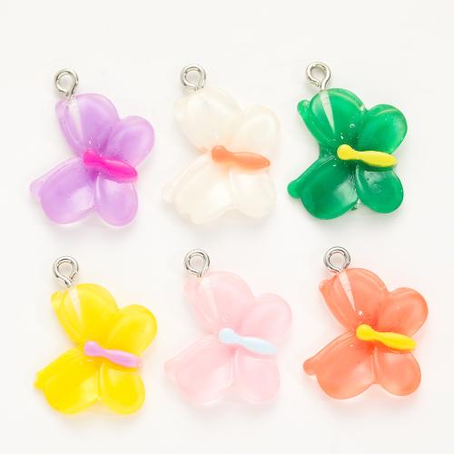 Zinc Alloy Animal Pendler, med Resin, Butterfly, forgyldt, du kan DIY, flere farver til valg, 22x17mm, 100pc'er/Bag, Solgt af Bag