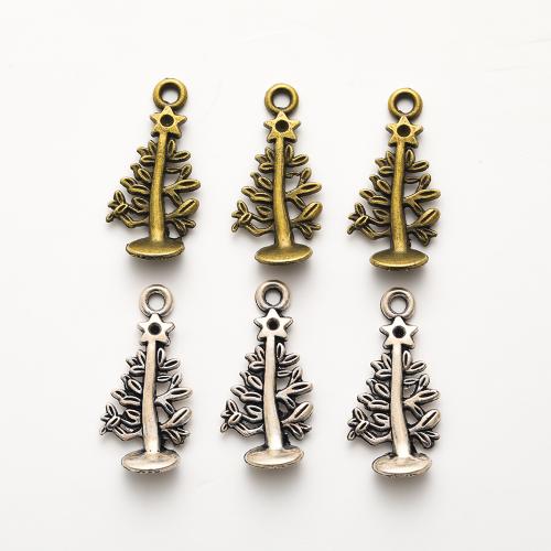 Sinc Alloy Pendants, Crann Nollag, plátáilte, DIY, dathanna níos mó le haghaidh rogha, 25x11x4mm, 100ríomhairí pearsanta/Mála, Díolta De réir Mála