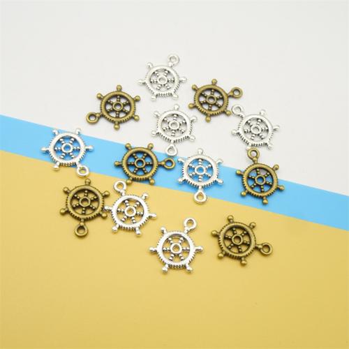 Zinc Alloy Ship Wheel & Anchor Pendant plated DIY Sold By Bag