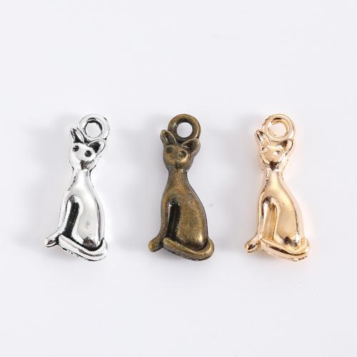 Sinc Alloy Pendants Ainmhithe, Cat, plátáilte, DIY, dathanna níos mó le haghaidh rogha, 17.50x8x3mm, 100ríomhairí pearsanta/Mála, Díolta De réir Mála