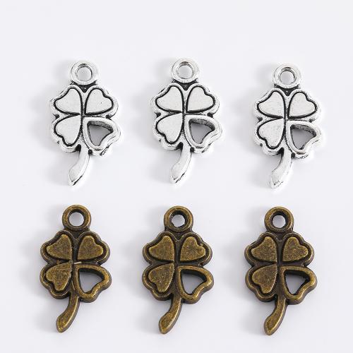 Liga de zinco Clover Pendant, Trevo de quatro folhas, banhado, DIY, Mais cores pare escolha, 20x10.50x2.50mm, 100PCs/Bag, vendido por Bag