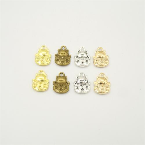 Zinc Alloy Animal Pendants Fortune Cat plated DIY Sold By Bag