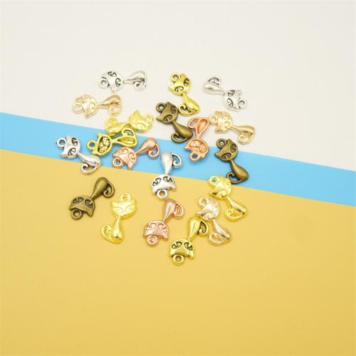 Zinc Alloy Animal Pendler, Cat, forgyldt, du kan DIY, flere farver til valg, 17x8x2mm, 100pc'er/Bag, Solgt af Bag