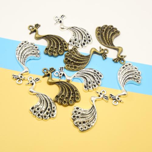 Zinc Alloy Animal Pendler, Peacock, forgyldt, du kan DIY, flere farver til valg, 39x20x4mm, 100pc'er/Bag, Solgt af Bag